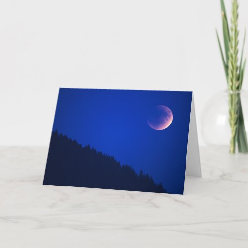 Lunar Eclipse Over Forest  Zug Switzerland Card