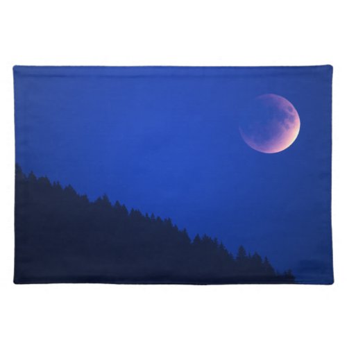 Lunar Eclipse Over Forest  Zug Switzerland Cloth Placemat