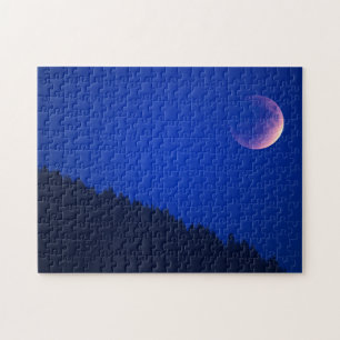 Lunar Eclipse Over Forest   Zug, Switzerland Jigsaw Puzzle