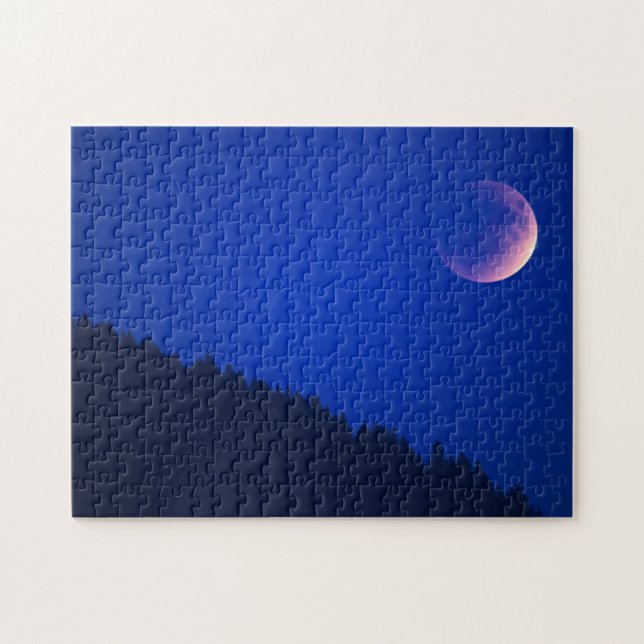 Lunar Eclipse Over Forest | Zug, Switzerland Jigsaw Puzzle (Horizontal)