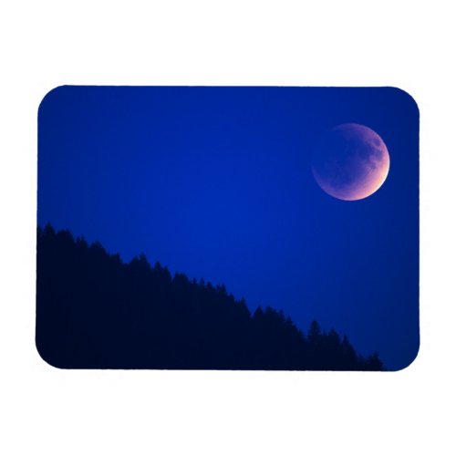 Lunar Eclipse Over Forest  Zug Switzerland Magnet
