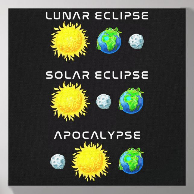 Lunar Eclipse Solar Eclipse Apocalypse Funny Canvas Photo Tile (Front Set)