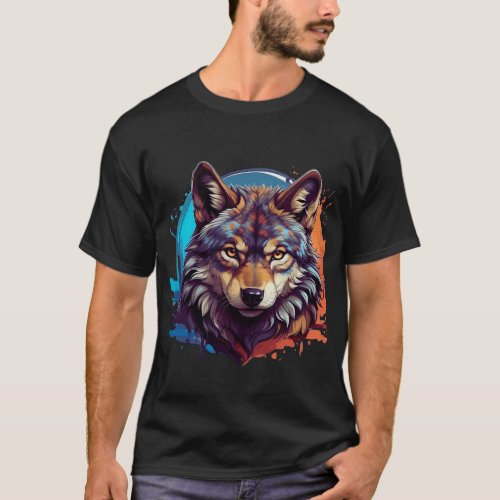 Lunar Elegance 3D Wolf Tee T_Shirt