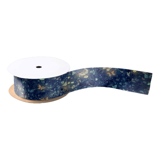 Lunar Glow Midnight Blue Satin Ribbon (Spool)