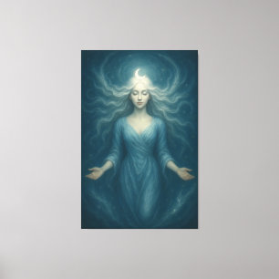  Lunar Goddess of Tranquil Light – Celestial Moon  Canvas Print