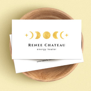 Lunar Gold Moon Phases Energy Healer Business Card