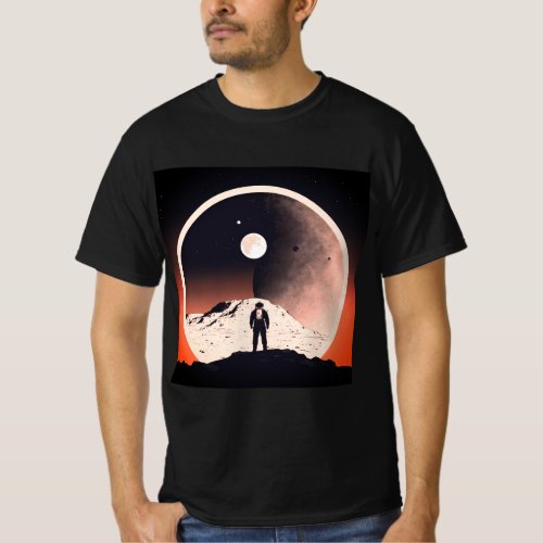 Lunar Horizon Minimalist Astronaut Silhout T_Shirt