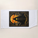 Lunar Keeper Beach Towel<br><div class="desc">A captivating design that evokes the sacred power of the moon and the veil between worlds. Cloaked in the shadow and bathed in moonlight,  a hooded figure stands before a glowing full moon,  holding an orb of light-symbolizing inner wisdom,  spiritual guardianship,  and the balance of dark and light.</div>
