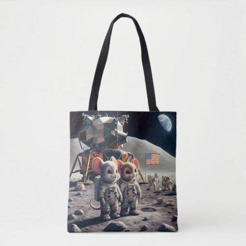 Lunar Legacy Puff Puff Mouse at the Apollo Landing Tote Bag