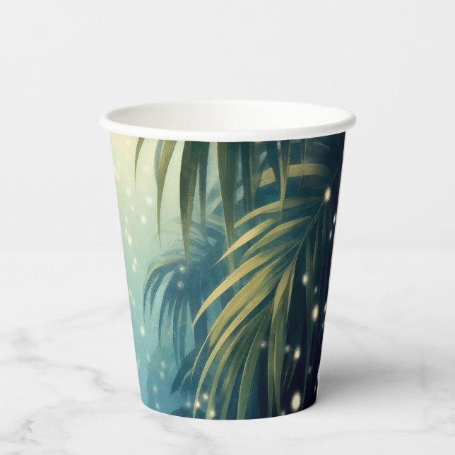 Lunar light on palm leaves, fireflies, watercolor paper cups (Back)