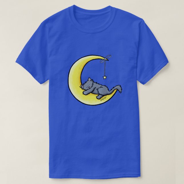 Lunar Love Gray Cat T-Shirt (Design Front)