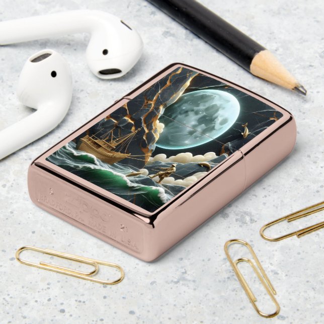 Lunar Lullaby: A Fishermans Dream Zippo Lighter (On Table 2)
