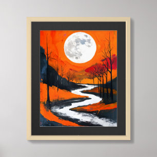 Lunar Lullaby: A Serene Nocturne Framed Art