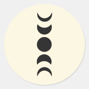 Lunar Luxe Black & Cream Moon Phase Wedding Classic Round Sticker