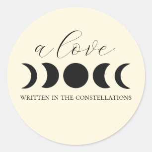 Lunar Luxe Black & Cream Moon Phase Wedding Classic Round Sticker