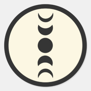 Lunar Luxe Black & Cream Moon Phase Wedding Classic Round Sticker