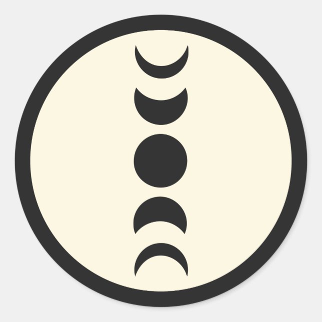 Lunar Luxe Black & Cream Moon Phase Wedding  Classic Round Sticker (Front)