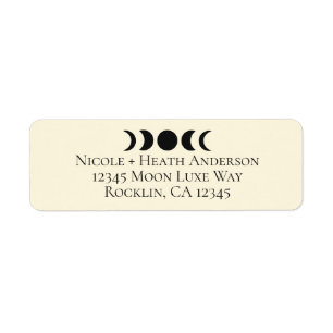 Lunar Luxe Black & Cream Moon Phase Wedding Label