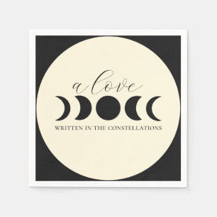 Lunar Luxe Black & Cream Moon Phase Wedding Napkins