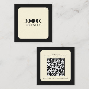 Lunar Luxe Black & Cream Moon Phase Wedding Square Business Card