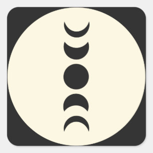 Lunar Luxe Black & Cream Moon Phase Wedding Square Sticker