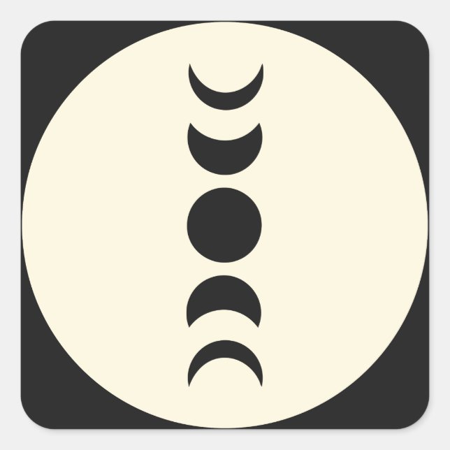 Lunar Luxe Black & Cream Moon Phase Wedding  Square Sticker (Front)