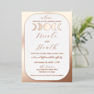 Lunar Luxe Real Rose Gold Foil Moon Phase Wedding Foil Invitation