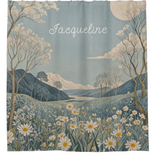 Lunar Meadow Personalised  Shower Curtain