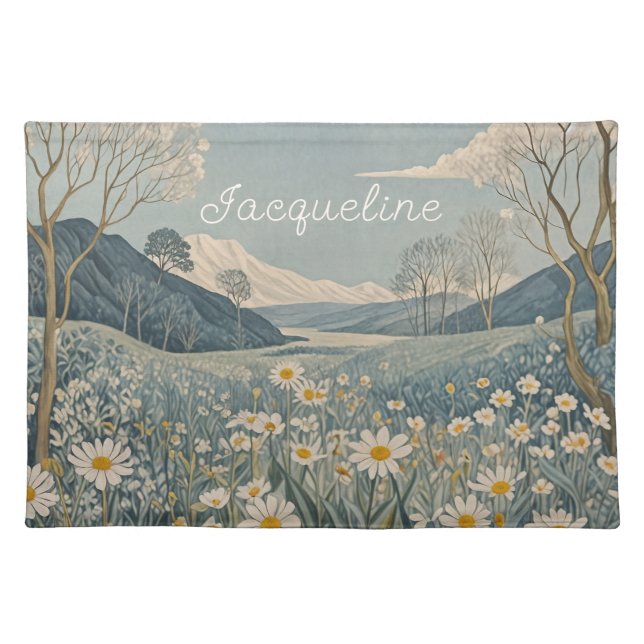 Lunar Meadow Personalized  Cloth Placemat (Front)