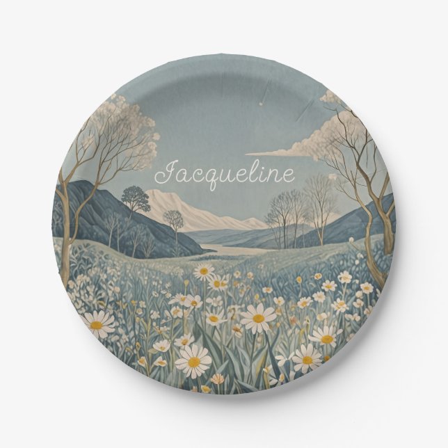 Lunar Meadow Personalized  Paper Plates (Front)