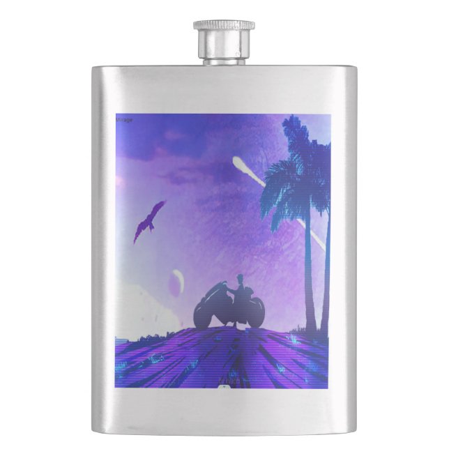 Lunar Mirage – Surreal Palestinian Digital Art Cla Flask (Front)