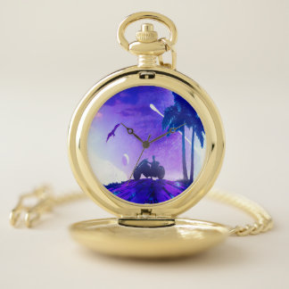 Lunar Mirage – Surreal Palestinian Digital Art Poc Pocket Watch