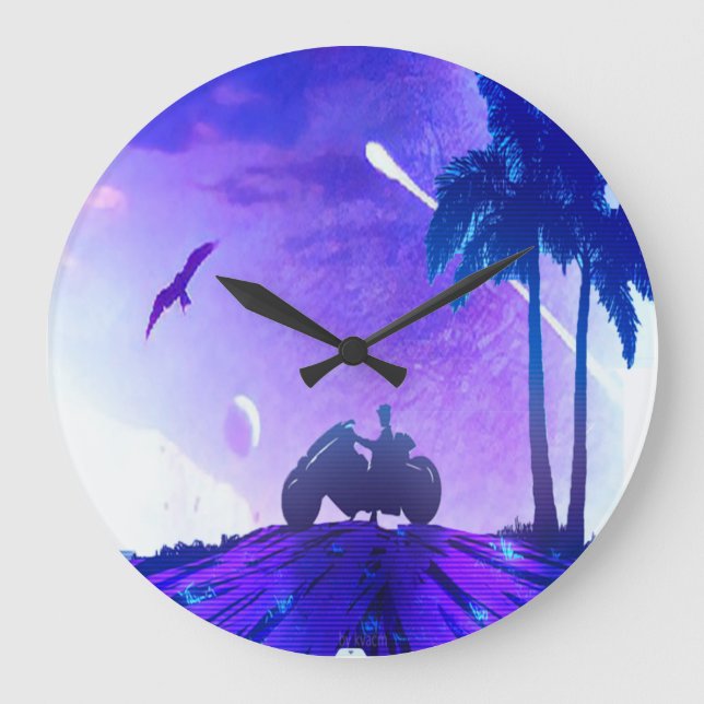 Lunar Mirage – Surreal Palestinian Digital Art Wal Large Clock (Front)
