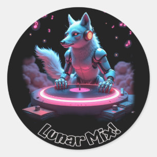 Lunar Mix, Wolf Beats Classic Round Sticker