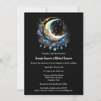 Lunar moon black blue starry night elegant