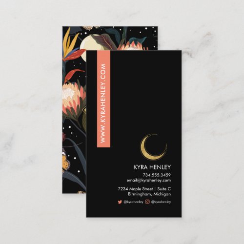 Lunar Moon Floral Celestial Modern  Business Card