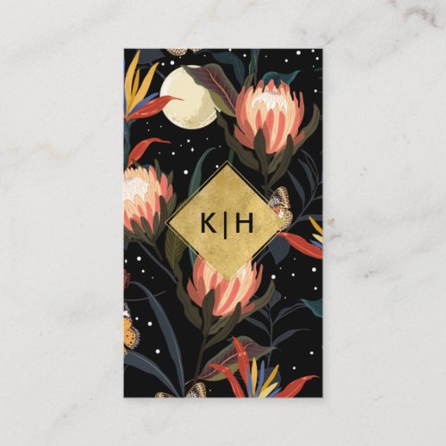 Lunar Moon Floral Celestial Modern  Business Card