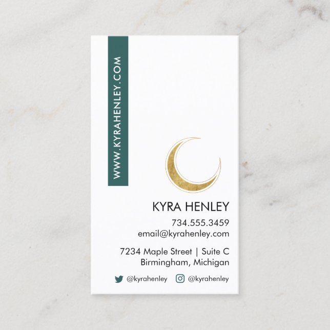 Lunar Moon Floral Celestial Modern Esoteric Busine Business Card (Front)