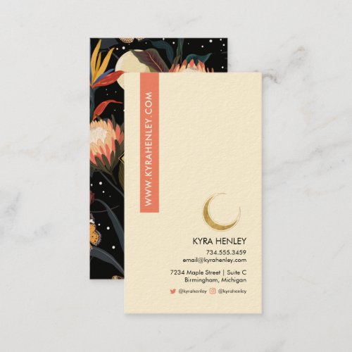 Lunar Moon Floral Celestial Modern Esoteric Business Card