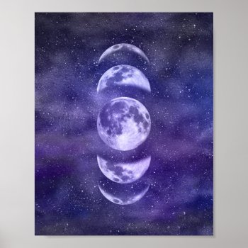 Lunar Moon Phases Astrology Art Poster by blueskywhimsy at Zazzle