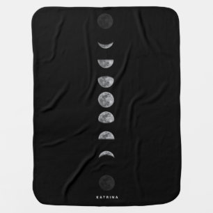 Lunar Moon Phases Celestial Customized Name Baby Blanket