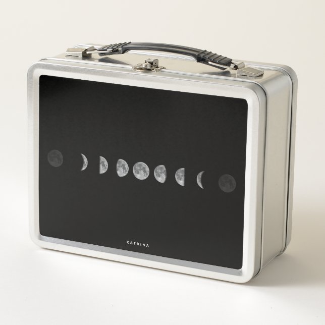 Lunar Moon Phases Celestial Customized Name  Metal Lunch Box (Front)