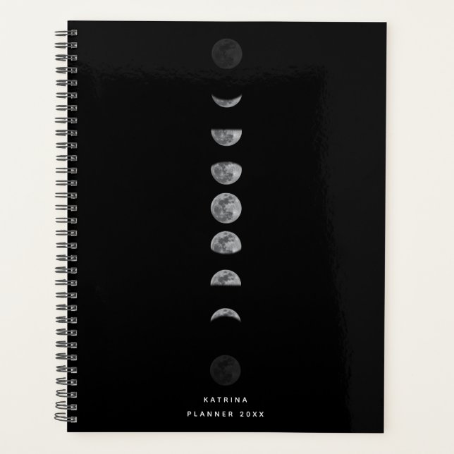 Lunar Moon Phases Celestial Customized Name  Planner (Front)