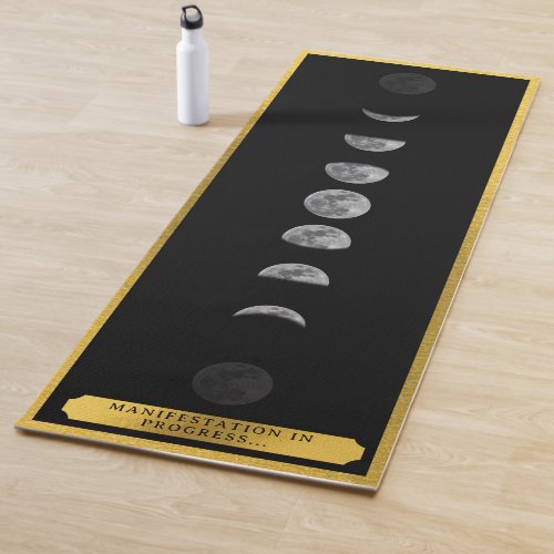 Lunar Moon Phases Studio Black Gold Instructor  Yoga Mat