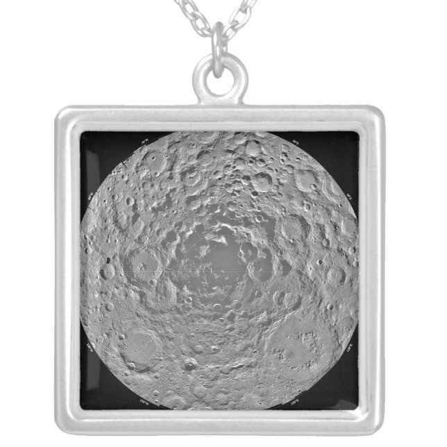 Lunar mosaic of the south polar region of the m silver plated necklace (Front)