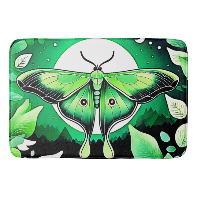 Lunar Moth Night Bath Mat (Front)