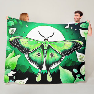 Lunar Moth Night Fleece Blanket