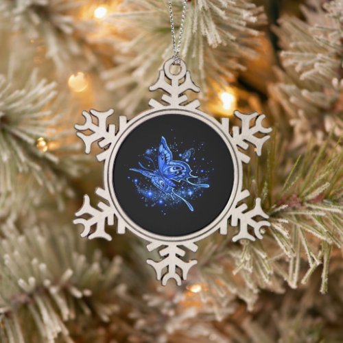 Lunar Moth  Snowflake Pewter Christmas Ornament