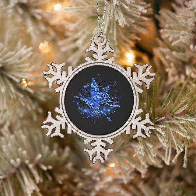 Lunar Moth  Snowflake Pewter Christmas Ornament (Tree)