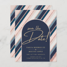Lunar Navy Blue Blush Pink Rose Gold Wedding